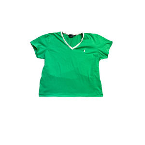 Ralph Lauren Sport Vintage Green Shirt White Trim Size XL